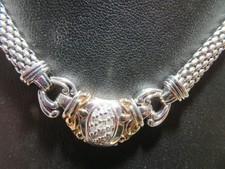 SILVER  14K YG DIAMOND NECKLACE .10 tcw  18" LONG 24.15 grams  AI-2711 