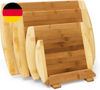 Relaxdays Schneidebrett Aus Bambus 4-Er Set Mit StäNder KüChenbretter In Verschi