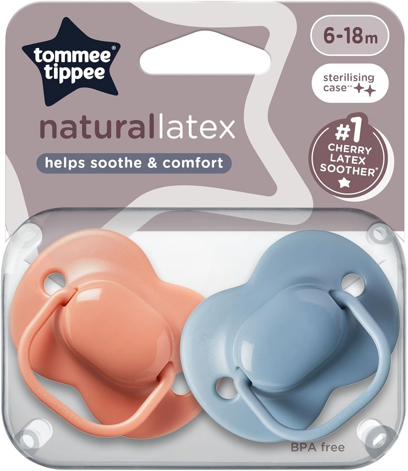 Tommee Tippee Soothers Cherry Day Natural Latex 6-18 Months 2-Pack #E - Image 2