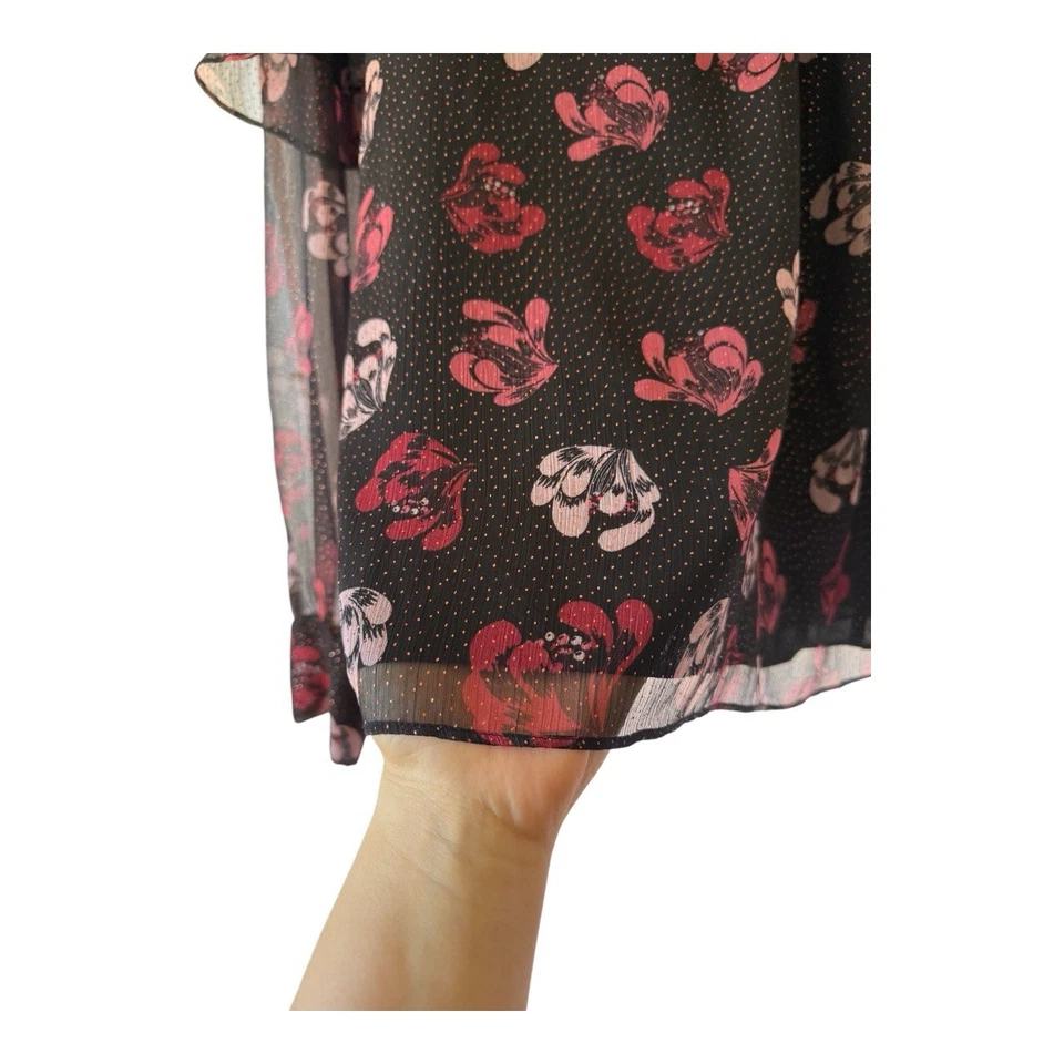  Vince Camuto Black Multicolor Floral Blouse Women Top Size Large | 55-37 - Image 3 of 4