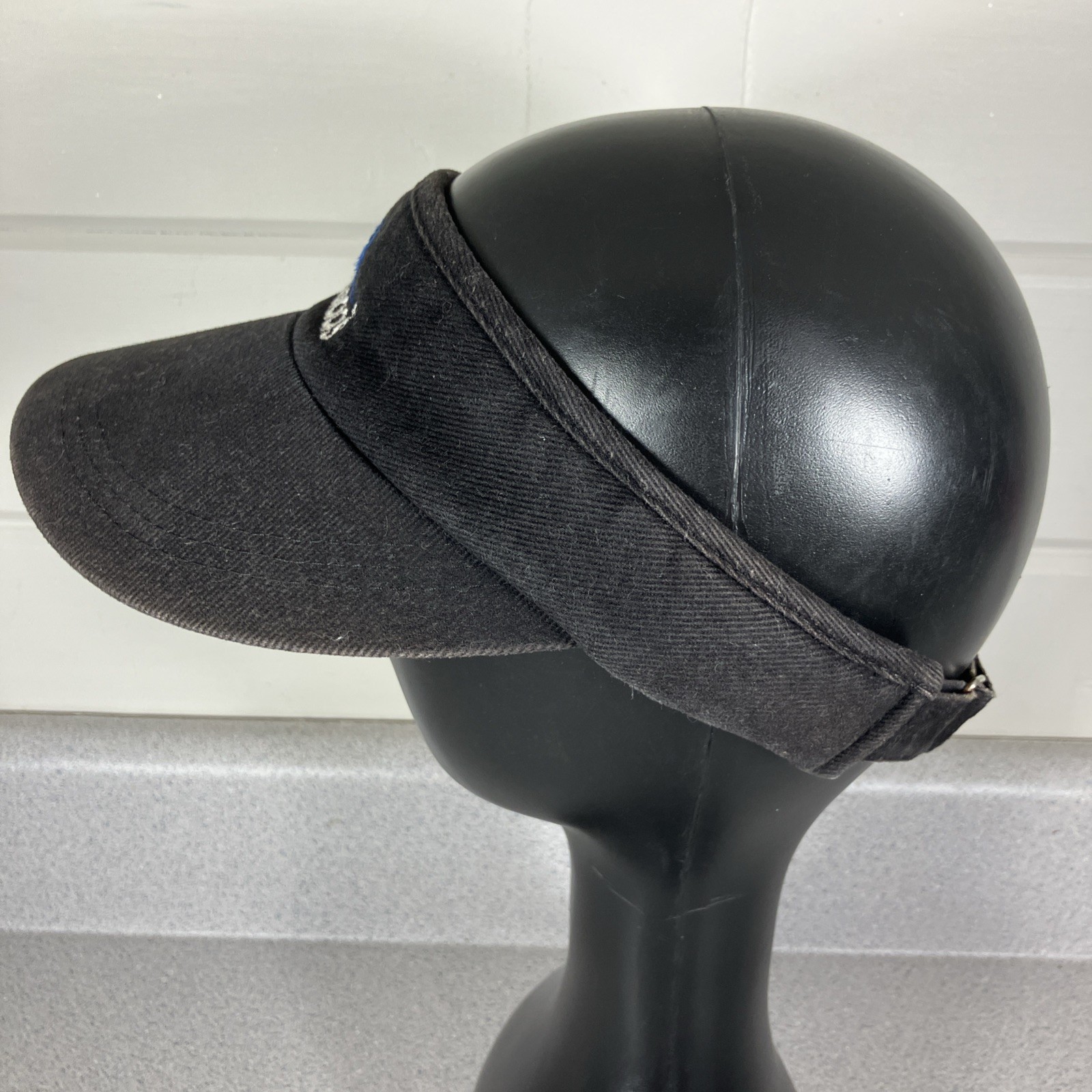 Vtg Adidas Visor Hat Cap 80s 90s Y2K Black Faded Gorpcore Black Blue Distressed thumbnail 6