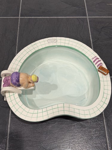 LOTUS 1995 Chip and Dip Bowl Swimming Pool Party Hot Tub Vintage Ceramic DAMAGED - Picture 2 of 11