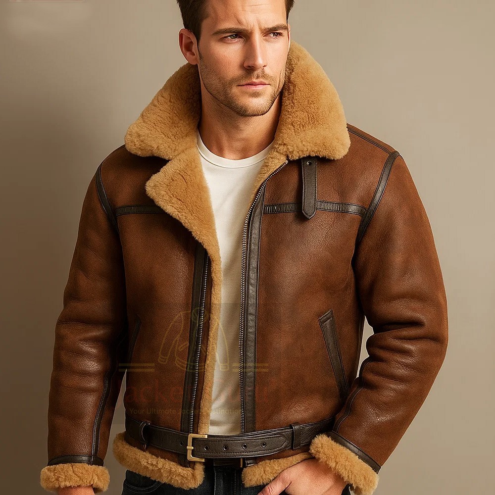 Men's B3 RAF Aviator Real Leather Coat Bomber Sheep Skin Pilot