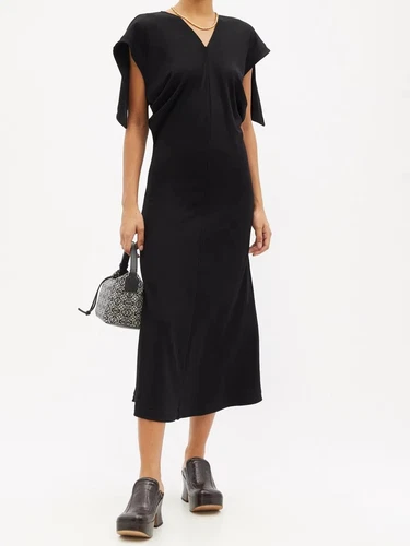 Abito lungo midi nero manica ad aletta Loewe JW Anderson taglia media nuovo senza etichette