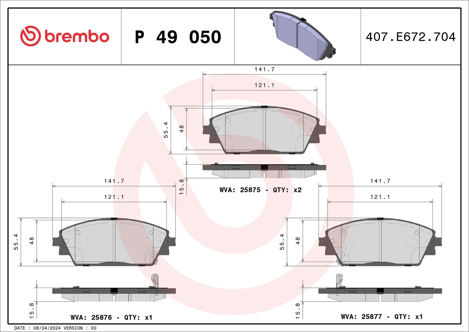 Für BREMBO P 49 050 HAM PADS. FRONT FRONT Akebono MAZDA/MAZDA (CHANGAN) - Bild 13