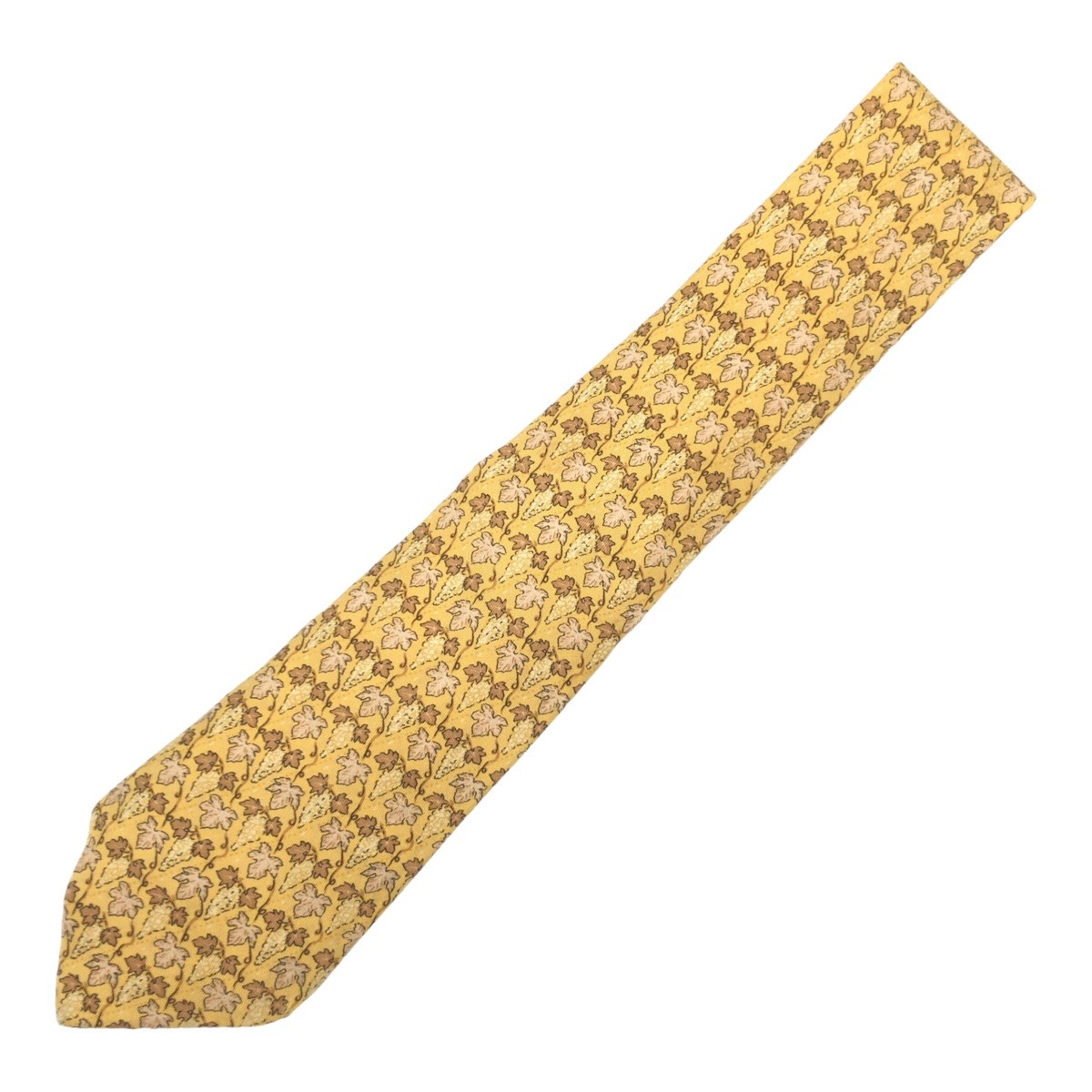 HERMES Leaf pattern 7663 SA Tie Width 3.5 "" yell… - image 1
