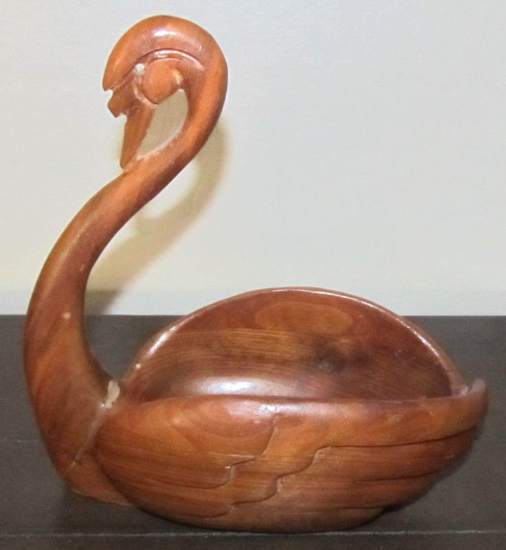 Carved Wooden Duck Goose Swan Bowl Farmhouse Country Kitchen  Servingware Decor
