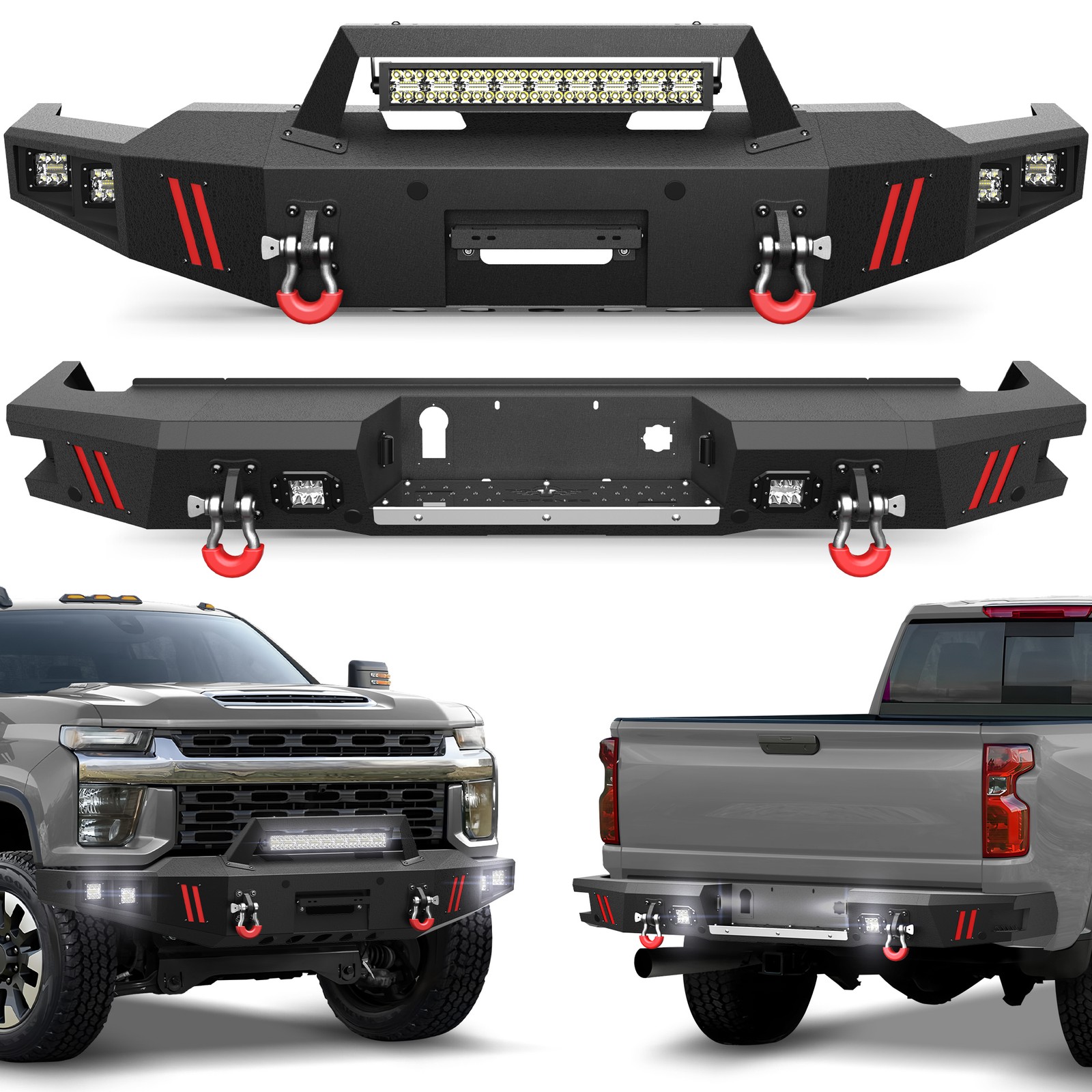 For 2020-2023 Chevy Silverado 2500HD/3500HD Front & Rear Bumper With Winch Plate