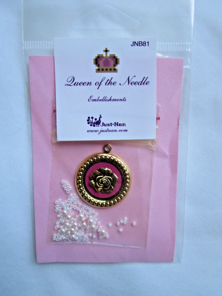 Just Nan Queen of the Needle Cross Stitch Pattern with Linen and Embellishments - Image 4 of 4