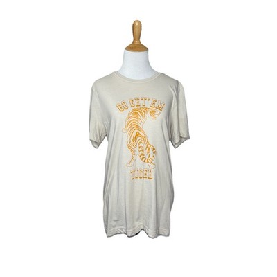 Bella Canvas Go Get Em Tiger Beige Yellow Tshirt Tee Size Medium Unisex