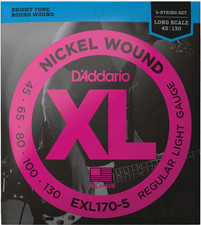 D'Addario EXL170-5 XL Nickel Bass Guitar Strings 45-130 Regular Light Long Scale