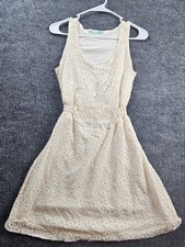 Maurices Women's Small Cream Lace Sleeveless Boho Sundress Crochet Overlay