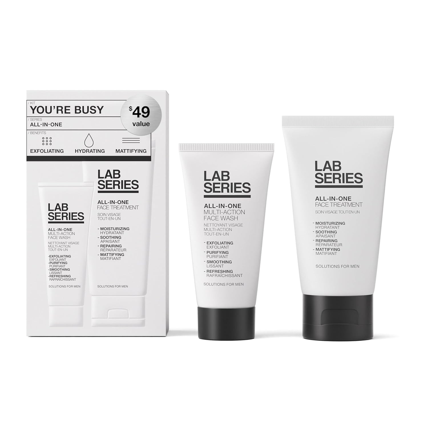 Lab Series All-In-One Men's Skincare Set-Exfoliate/Hydrate/M