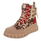 Women's high top ankle boots with eyelet lacing Ital design 4135 in beige