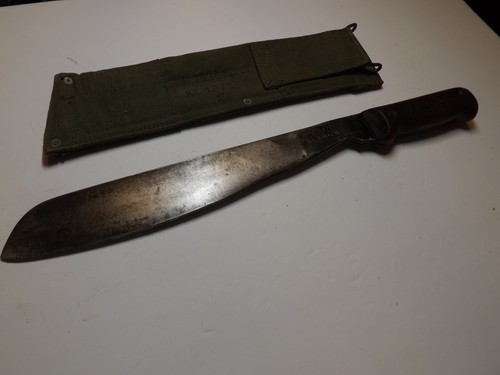 British ELWELL  Army Machete with Wood handle & Canvas Scabbard-VG