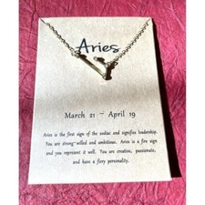 Aries Zodiac Sign Gold Plated Necklace Constellation Cubic Zirconia