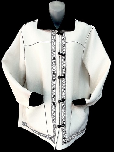ALFRED DUNNER~WHITE/BLK TRIM FAUX SUEDE FLEECE BUTTON JACKET~SZ 16~EUC!!! - Picture 4 of 12