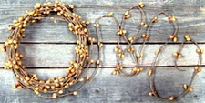 NEW Primitive Pip Berry String Garland OLD GOLD 18 Feet Long Floral Crafts