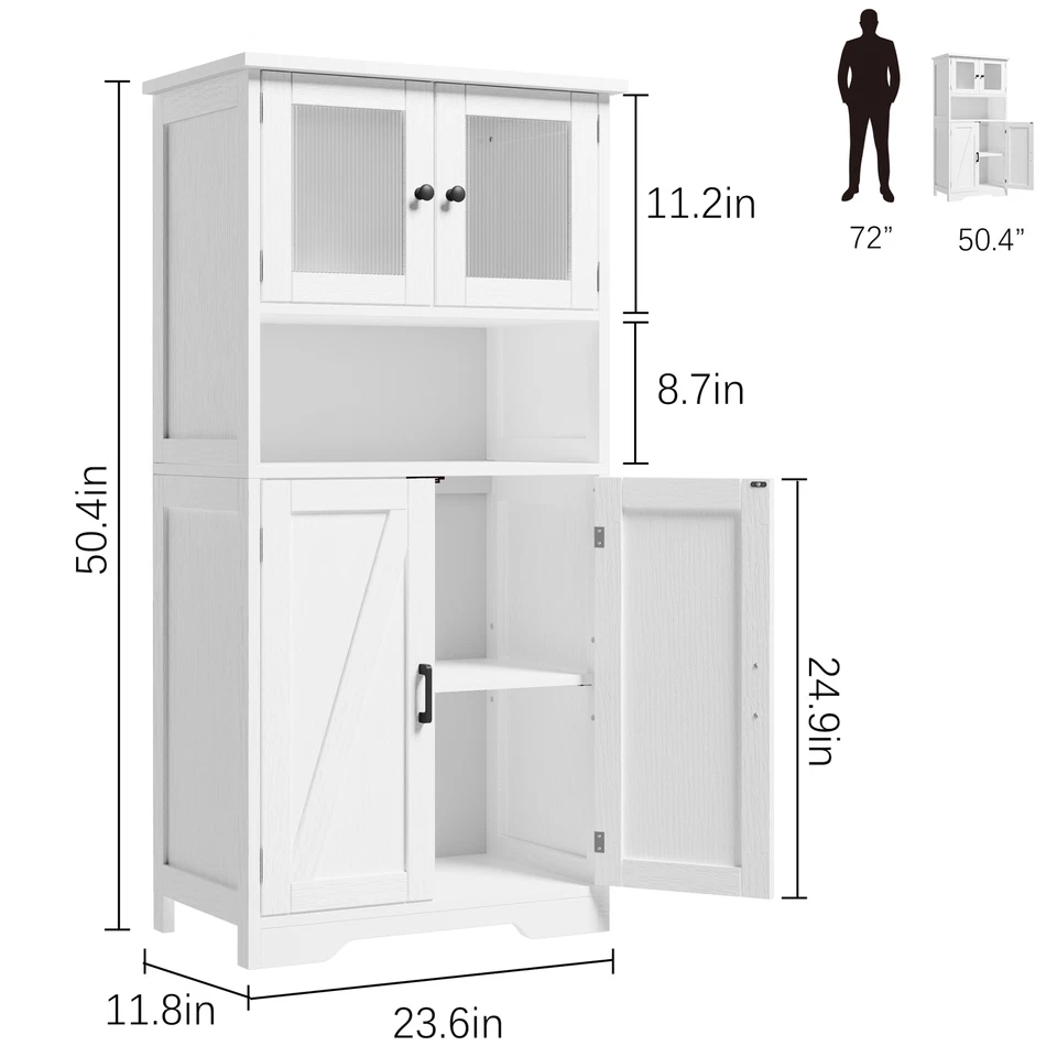 Mueble de Almacenamiento Despensa Cocina con Puertas y Estantes 50.4" Armario Independiente Foto 2 de 4
