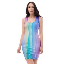 THE PRIDE gynoid pictures bodycon dress all over printed  robe moulante