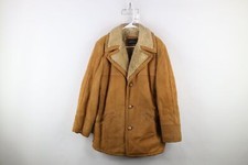 Vtg 60s Streetwear Mens 42R Thrashed Suede Leather Shearling Marlboro Man Jacket