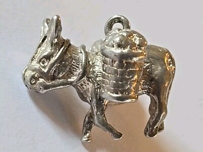 Sterling Silber ~ Packung MULE Charm ~ MASSIV 6+ GRAMM! ~ BUSCHELKÖRBE ~ VINTAGE