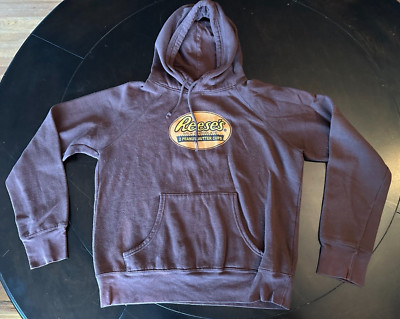 Reese's Peanut Butter Cup Drawstring Hoodie Brown Double Stitch Size Youth XL