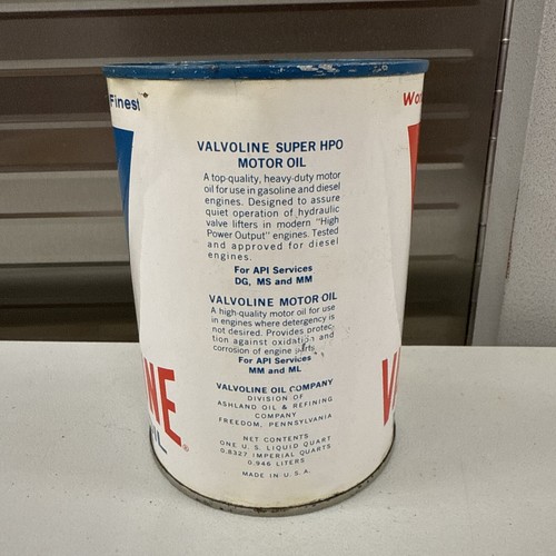 Bidone olio motore 1972 METALLO Valvoline *TUTTA LATTINA* prima al mondo, BELLE CONDIZIONI 2 - Foto 3 di 11