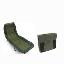 Fishing Bedchair 6 Leg Deluxe Reclining Bed Chair Carp Camo & Carry Bag Holdall