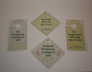 Honeymoon Newlywed Do Not Disturb Sea of Love Door Hanger Signs Pack of 4