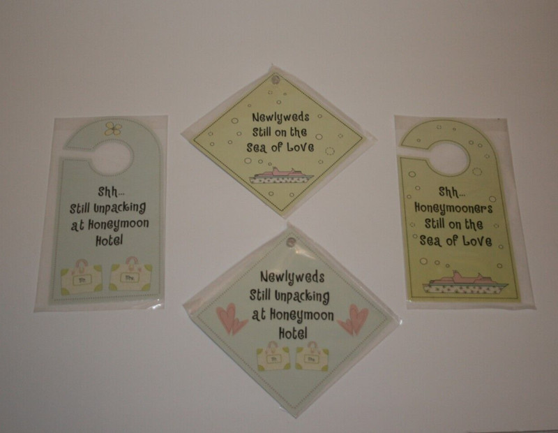 Honeymoon Newlywed Do Not Disturb Sea of Love Door Hanger Signs Pack of 4