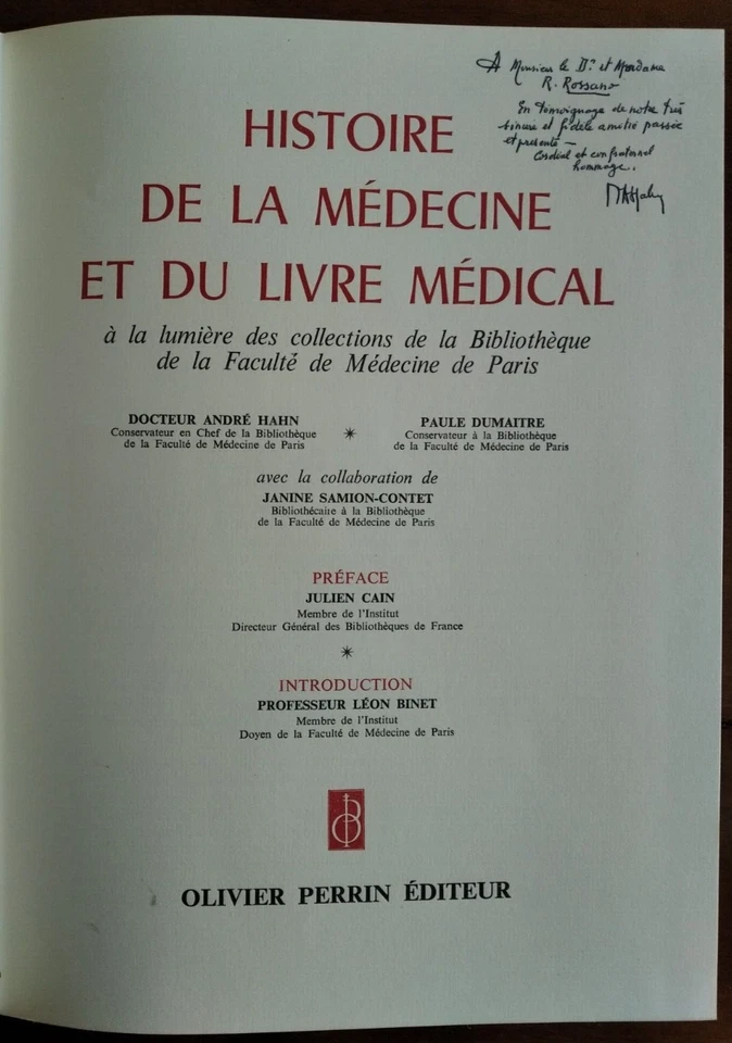 Livre + Emboitage : HISTOIRE DE LA MEDECINE ET DU LIVRE MEDICAL - Dédicace. - Photo 4/4