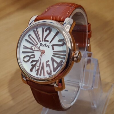 Mens Ladies Brown Rose Gold Pocket Pop-Art Watch PK2002