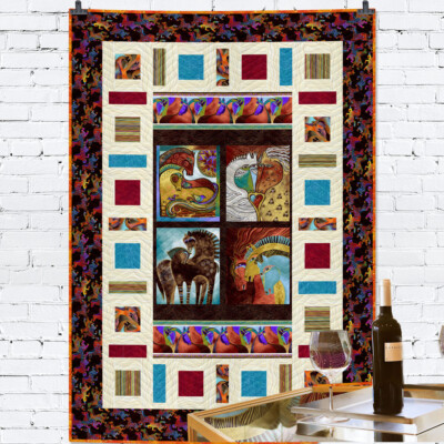 Laurel Burch ***FIESTA HORSES*** TWO by FOUR  *** 48'' X 68'' QUILT KIT (A)