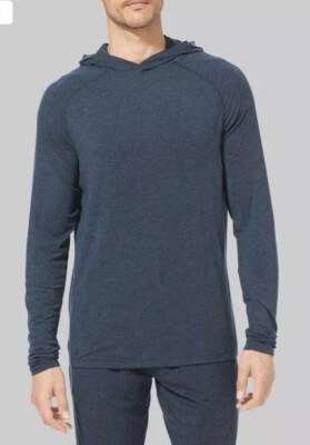 Tommy John Mens Downtime Hoodie Pullover Size XL, NWOT, Blues Heather, Blue, $78