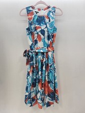 Talbots Womens Sz 4 Dress Sleeveless New 3355 Belted Watercolor Floral Sundress