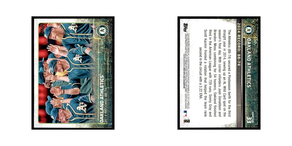 Oakland Athletics 2015 Topps #33 Baseball Cards Baseball Card NM - Image 3 of 3