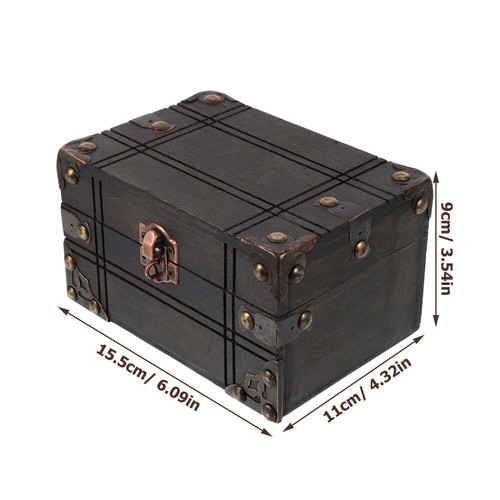 Treasure Chest Lockable Wooden Keepsake Vintage Jewelry Box Child Photo Prop - Picture 8 of 12