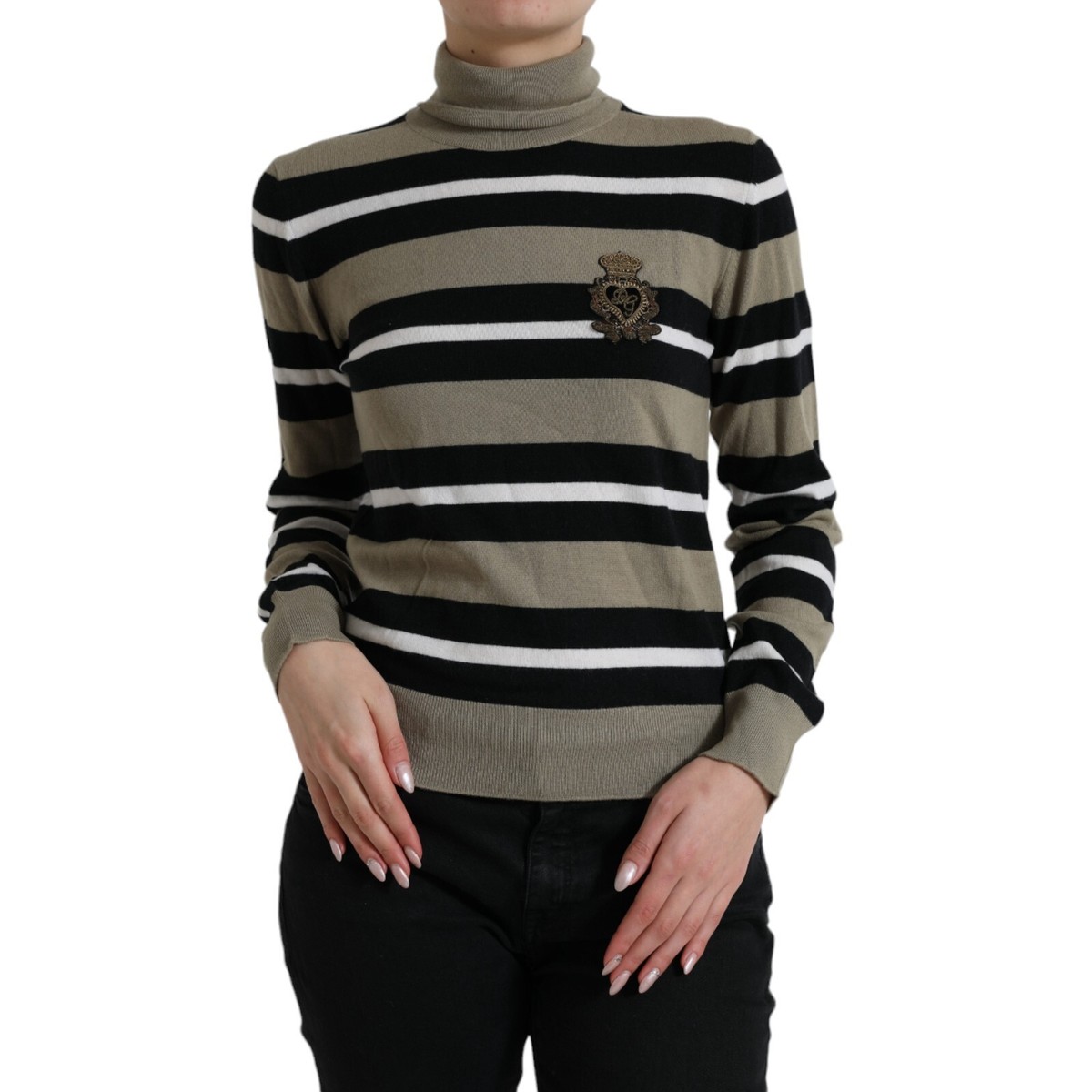 DOLCE & GABBANA Sweater Pullover Multicolor Stripe Wool Logo IT42