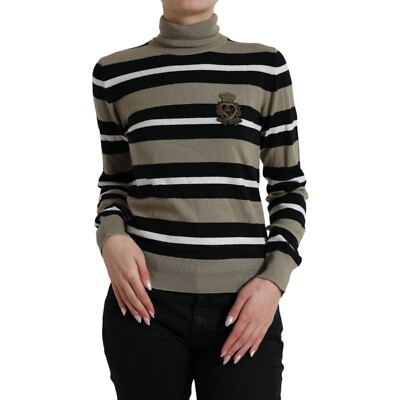 DOLCE & GABBANA Sweater Pullover Multicolor Stripe Wool Logo IT42