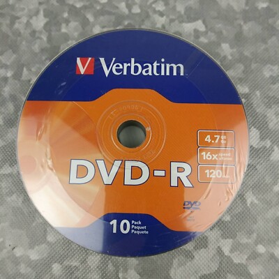 16X DVD-R Verbatim Blank Discs 4.7GB 120 mins Recordable Disc - 10 Pack New