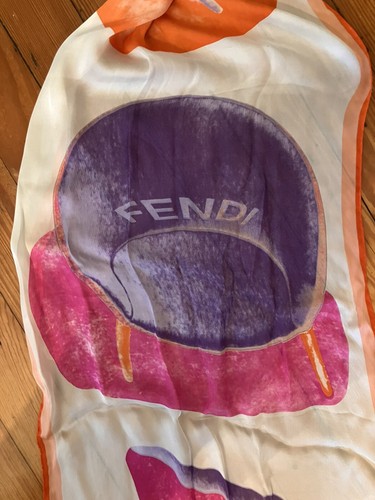 FENDI Scarf Silk Chairs Orange Pink 60x15 - Picture 12 of 12