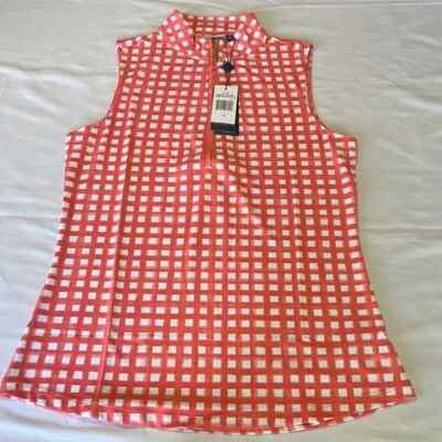 New Cabana Life Nantucket Sleeveless UPF 50+  1/4 Zip Golf/Tennis Top Sz L