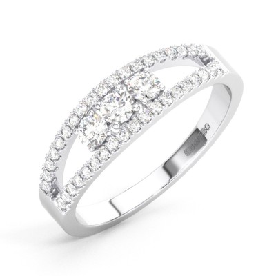 5.8 MM Claw Set Round Brilliant Cut Diamonds Wedding Ring In 18K White Gold