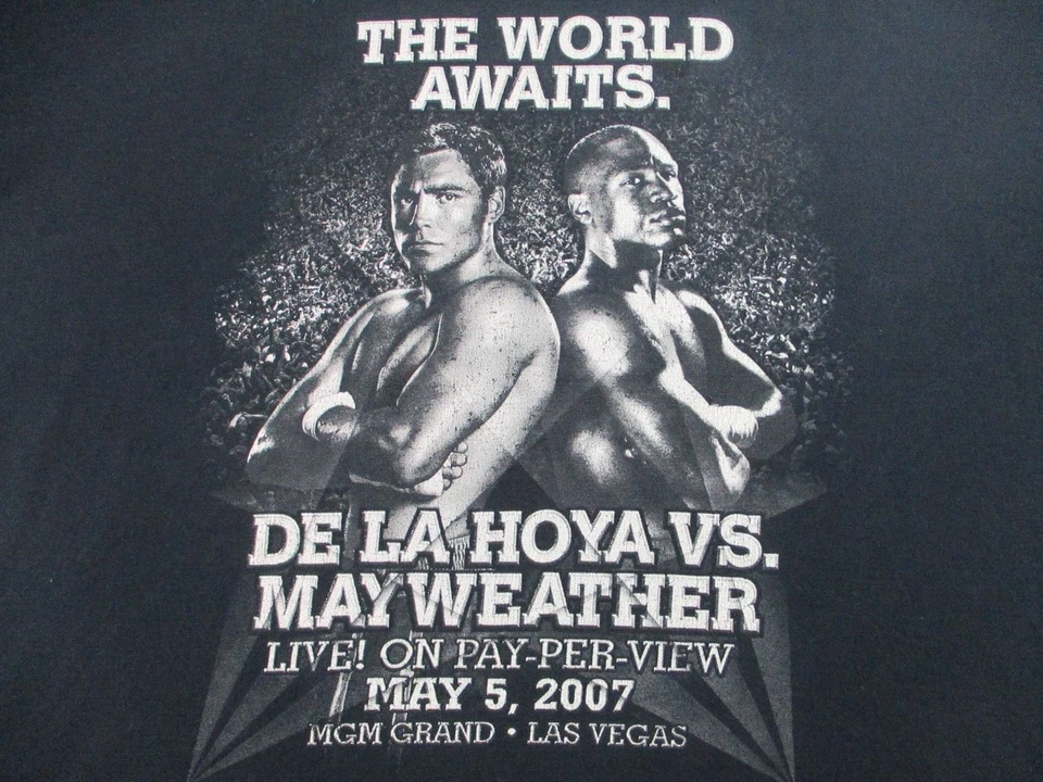 Camiseta Mayweather Vs De La Hoya 2007 2XL Negra Gildan El Mundo Espera Boxeo Foto 2 de 4
