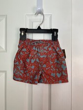 TEA COLLECTION Boy's Orange  Blue Yanagi Baby Swim Trunks in  Lava  Size 3-6M