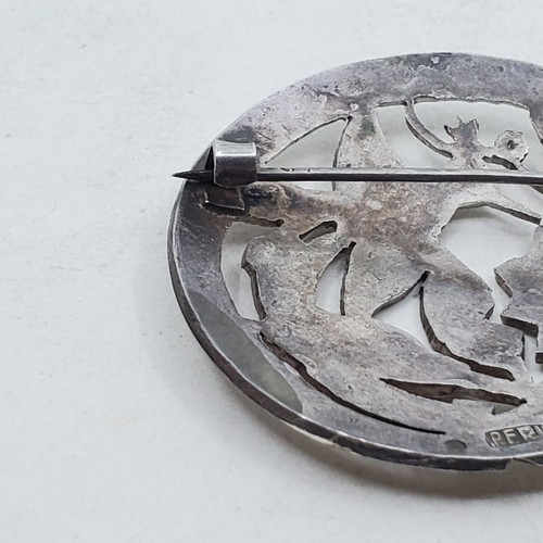 VINTAGE STERLING SILVER .925 PERU PIN BROOCH/ CiIRCLE BIRD FLOWER J18 - Picture 5 of 11
