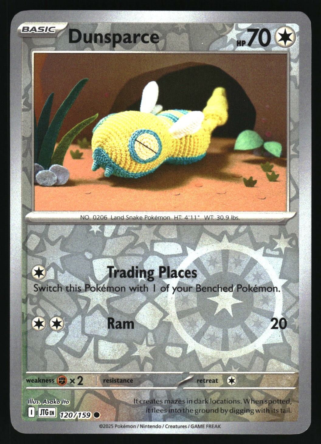 Pokemon Reverse Holo Dunsparce SV09: Journey Together 120/159 NM