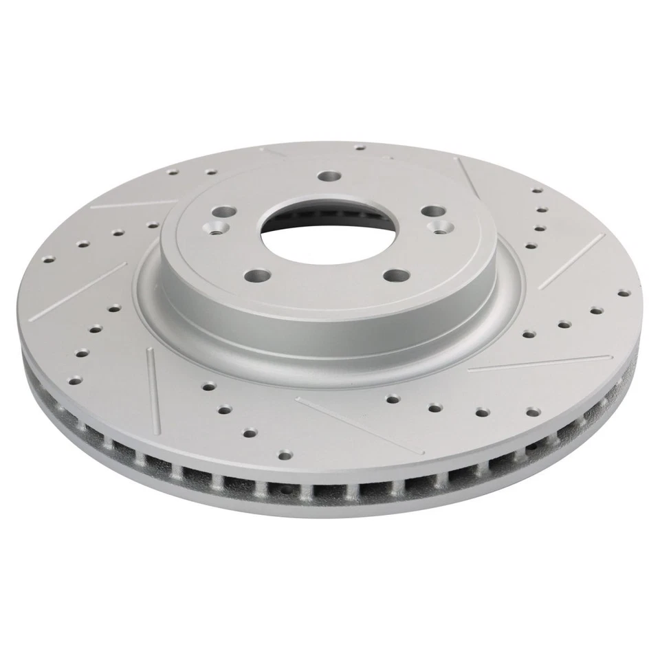 Juego de rotores de freno delanteros Performance Premium recubiertos en G ranurados para Genesis Kia Foto 4 de 4