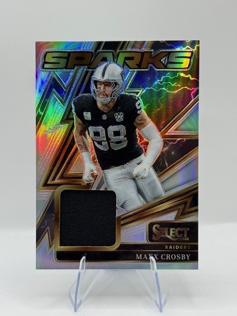 2025 Panini Select Maxx Crosby Sparks Silver Prizm Patch # /149 Raiders SSP MEM